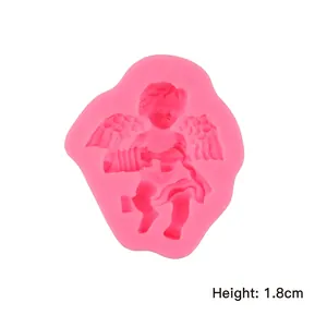 Pink silicone angel cherub mold for fondant chocolate and soap making 8.3x7.1x1.8cm
