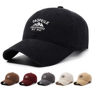 Retro Washed Cotton Baseball Cap Mountain Letter Embroidery Soft Top Adjustable Outdoor Sun Hat For Men Women