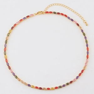 Colorful marquise-cut zircon necklace with gold plated adjustable chain and lobster clasp