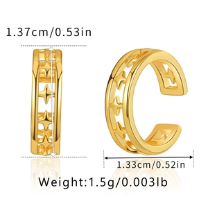 Spécifications de taille de la boucle d'oreille étoile dorée sous plusieurs angles
