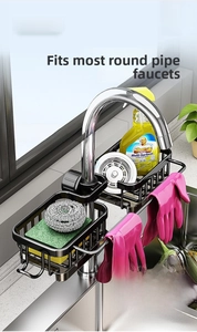 Detail of black faucet storage rack showing dimensions for 1.8-2.8cm round tubes