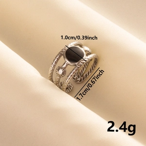Detail view of 304 stainless steel ring showing dimensions 1.0cm width and 1.7cm height
