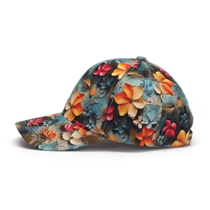 Casquette de baseball pour femme avec imprimé floral artistique et visière courbée