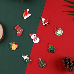 9-piece set of Christmas resin charms with hanging rings for festive DIY jewelry making