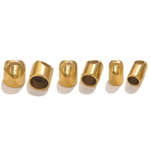 18K gold plated stainless steel cylindrical cord end caps for DIY jewelry making