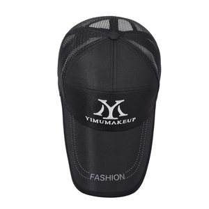 Men's black mesh baseball cap with embroidered logo for outdoor sports sun protection
