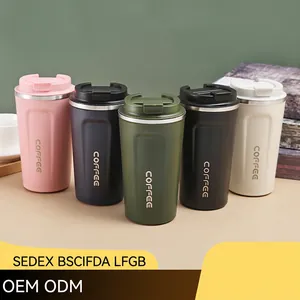 Portable Coffee Mug Stainless Steel Vacuum Insulated Travel Cup With Leakproof Flip Lid Office Home Minimalist Style
