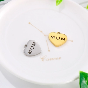 Heart Shape Mom Cutout Pendant Stainless Steel Hollow Charms For Diy Jewelry Making Necklace Earring Mother Day Gift