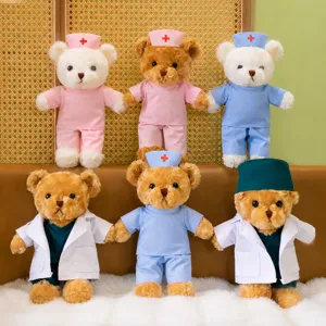 Orsetto di Peluche con Uniforme Medica Professionale Costume da Medico e Infermiere Morbido Orso Imbottito 30cm Regalo per Bambini e Adulti