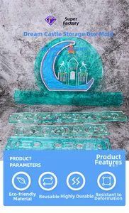 Macro detail of the castle-shaped silicone resin storage box mold with moon and stars