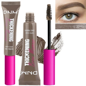 Brown eyebrow fiber mascara detailing brush applicator and natural thick finish