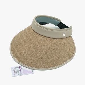 Minimalist wide brim sun visor hat with UV sensor card and silver C-logo buckle
