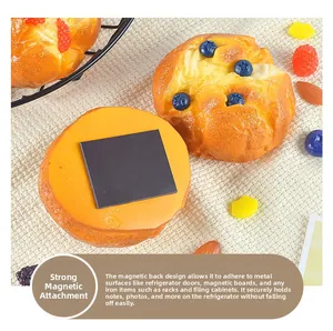Detail of realistic artificial bread fridge magnets with strong magnetic backing for decor