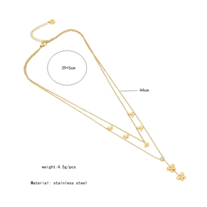 Detailed sizing chart for gold butterfly layered stainless steel heart necklace