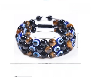 Size chart for 8mm tiger eye evil eye bracelet with adjustable 19cm-30cm circumference