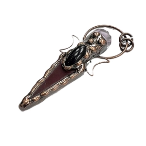 Retro bronze wrapped amethyst and agate arrow pendant necklace for women