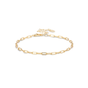 Elegant gold S925 sterling silver rectangular link chain bracelet with lobster clasp