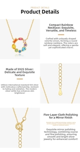 Detail of S925 sterling silver rainbow necklace showing the hallmarked clasp and colorful stones