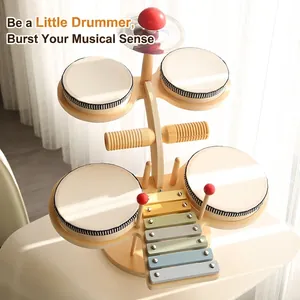 Set di percussioni in legno per bambini con xilofono colorato e tamburi