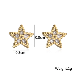 Detail showing 0.8cm star earrings in 18K gold plating with micro-set zircon