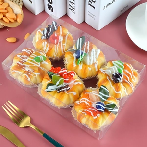 6-piece artificial mini cake set with realistic fruit toppings in a transparent gift box