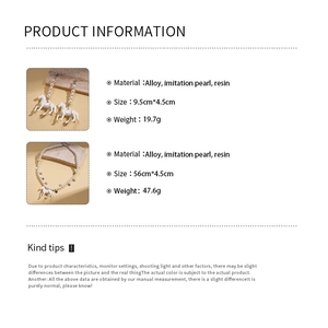 Spécifications détaillées du collier pendentif cheval et boucles d'oreilles perles