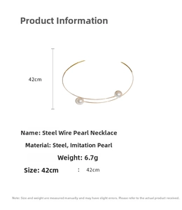 Detailed view of 42cm steel wire pearl choker dimensions and 6.7g product weight specs
