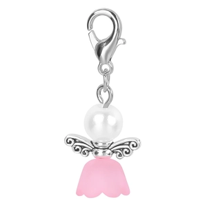 Pink angel wing pendant charm with pearl head and lobster clasp for wedding party favors