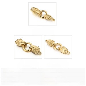 Detail view of cast stainless steel dragon and skull head clasps for DIY jewelry making
