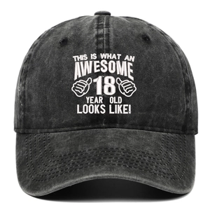 Adjustable Baseball Cap Washed Cotton Embroidered Retro Dad Hat Awesome Eighteenth Birthday Gift Idea