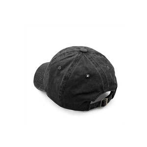 Washed cotton baseball cap with mountain embroidery and adjustable metal buckle