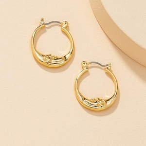 Minimalist gold moon face earrings for women with elegant celestial design jewelry