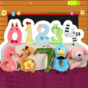 Set of ten colorful animal-shaped number plush toys for early childhood education