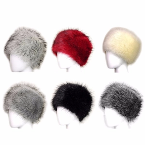 Winter faux fox fur hat collection in six colors with thick plush thermal lining