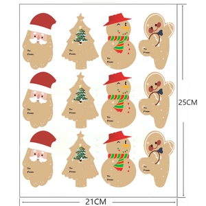 2025 Merry Christmas gift labels with Santa and snowman motifs, 12 stickers set