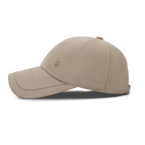 Classic khaki cotton baseball cap with adjustable strap and curved brim for men