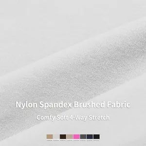 White brushed yoga t-shirt fabric detail showing 4-way stretch and soft texture