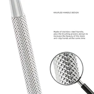 Eyelash extension heart mirror with non-slip stainless steel knurled handle design