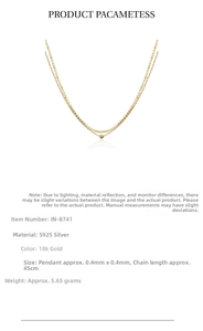 Detail of 18k gold plated S925 silver double layer necklace with small round bead pendant