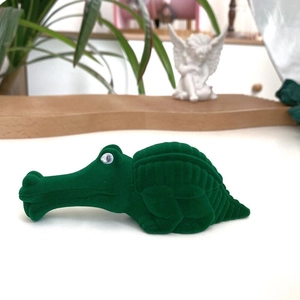 Boîte à bijoux crocodile en velours vert pour bagues et boucles d'oreilles, boîte cadeau.