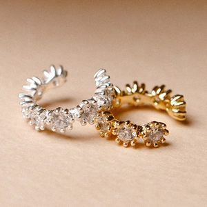Vintage Artemis ear cuffs for women in gold and silver finish with zircon stones