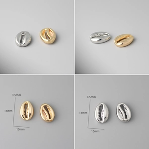 18k gold plated cowrie shell pendants for DIY jewelry 14x10mm size specification