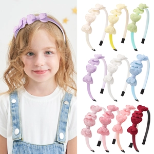Serre-Tête Enfant Nœud Papillon Double 3D Couleurs Macaron Cerceau à Cheveux en Tissu Accessoires Cheveux Princesse Fille Fête