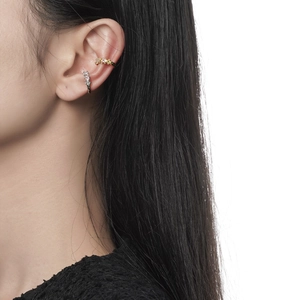 Gold and silver S925 sterling silver ear bone clips with colorful cubic zirconia