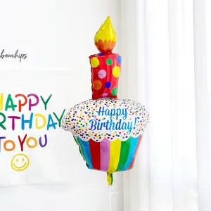 Large 127x67cm colorful 3-layer cupcake foil balloon for birthday party decorations
