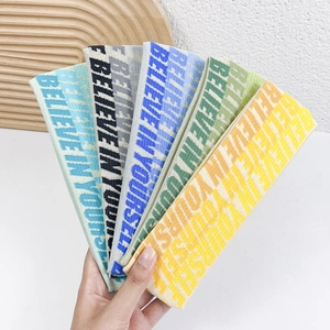 Elastic knitted sports headbands in five colors with Believe In Yourself text