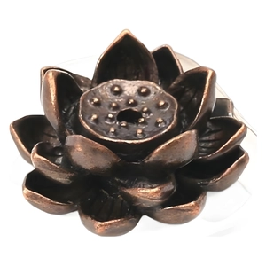 Porte-encens lotus en bronze antique avec plusieurs couches de pétales pour bâtons