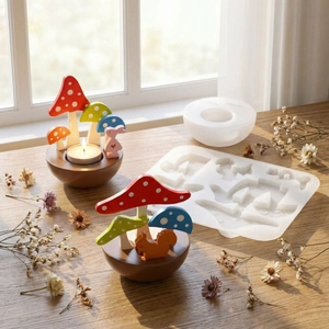 Harzform-Set für Pilz-Eichhörnchen-Hasen-Kerzenhalter und DIY-Gipsbasis für Ostern