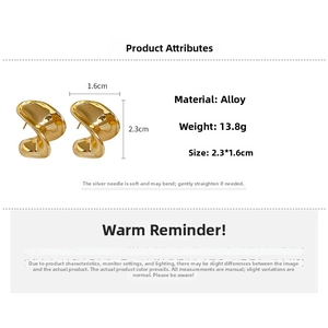 Detailed specs of gold twisted teardrop earrings in alloy metal, weighing 13.8g