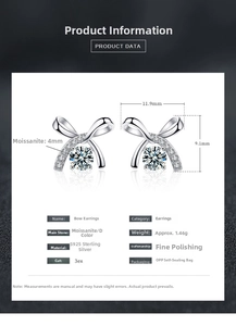 Specifiche degli orecchini a fiocco con moissanite in argento sterling S925